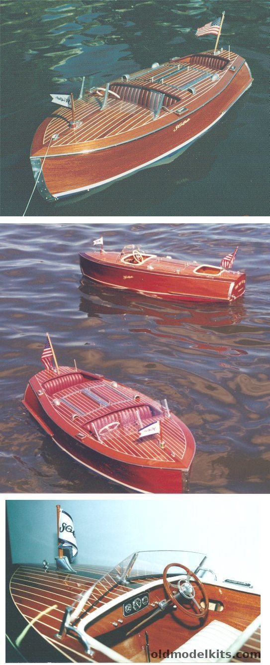 S&G Craft 1/4 172 Mahogany Barrelback Runabout Dual Cockpit Wooden Hull Kit With Underwater Drive Kit And Fittings Kit (Deck and Cockpit) - 52 Inch Long R/C Or Display plastic model kit